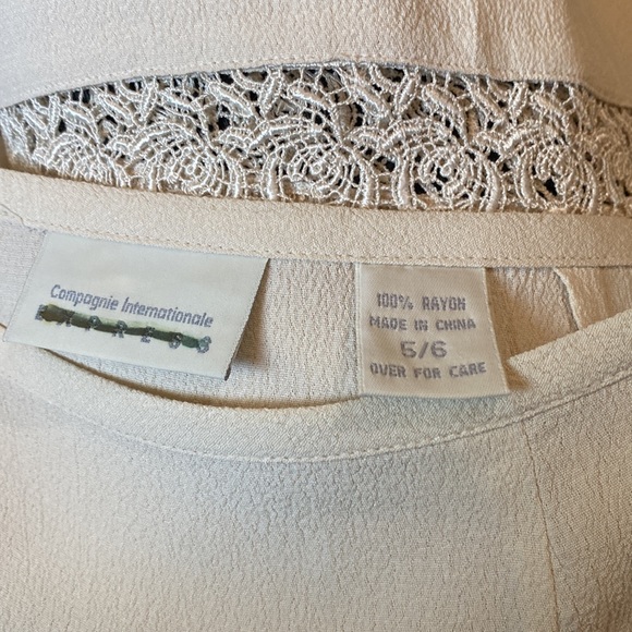 90s Campagnie Internationale Express Off White Skirt w/ Embroidery - Picture 6 of 6